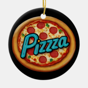 Italian Pizzeria Pizza Kitchen or Restaurant Round Ceramic Tree Decoration