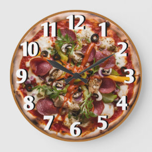 Italian Pizzeria Pizza Kitchen or Restaurant Round Large Clock