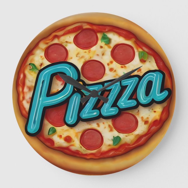 Italian Pizzeria Pizza Kitchen or Restaurant Round Large Clock (Front)