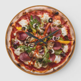 Italian Pizzeria Pizza Kitchen or Restaurant Round Large Clock