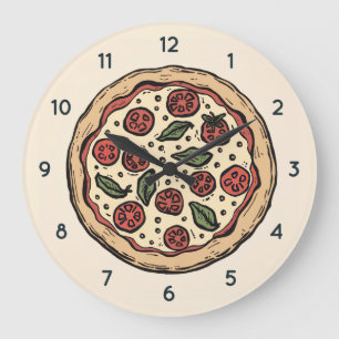 Italian Pizzeria Pizza Kitchen or Restaurant Round Large Clock