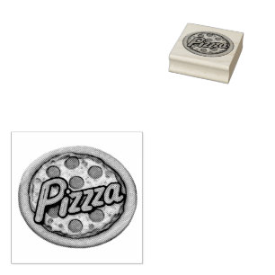 Italian Pizzeria Pizza Kitchen or Restaurant Round Rubber Stamp
