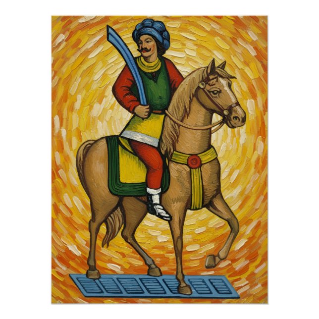 Italian Playing Cards - Cavalier of Swords, Scopa Poster (Front)