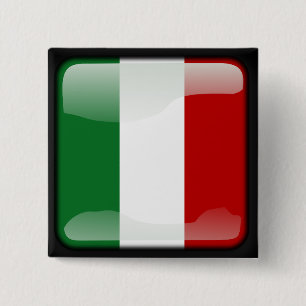 Italian polished flag 15 cm square badge