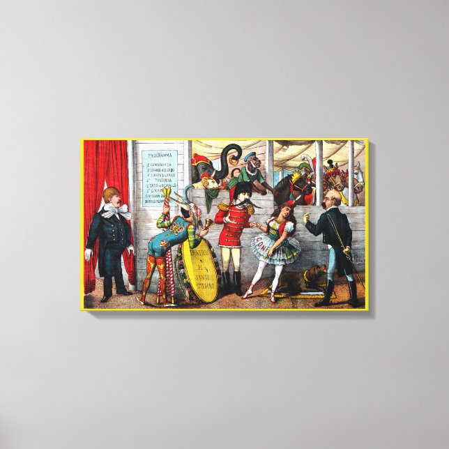 Italian Political Cartoon Of Circus Performers Canvas Print (Front)