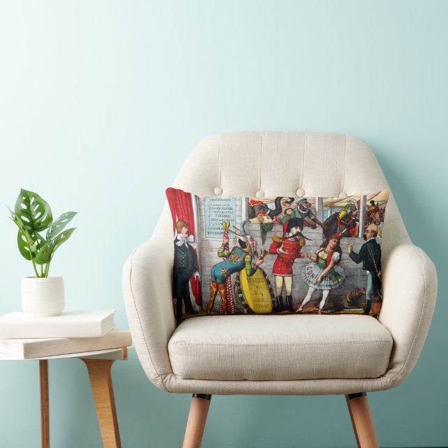 Italian Political Cartoon Of Circus Performers Lumbar Cushion (Chair)