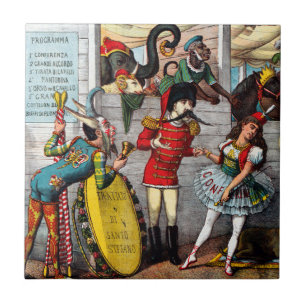Italian Political Cartoon Of Circus Performers Tile