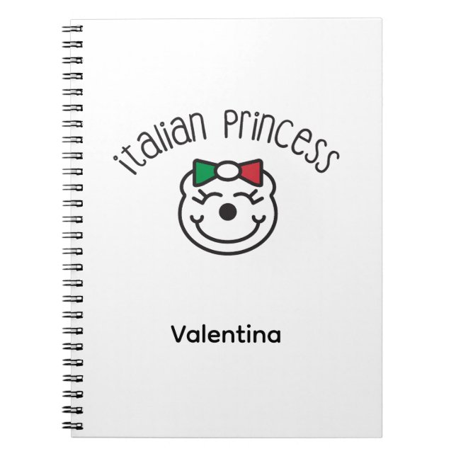Italian Princess – Cute Hand-Drawn Bear  Notebook (Front)