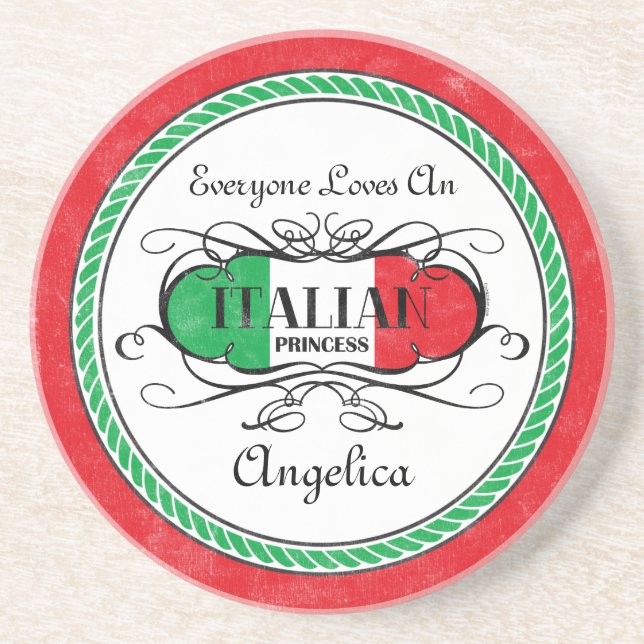 Italian Princess Personalised Coaster (Front)
