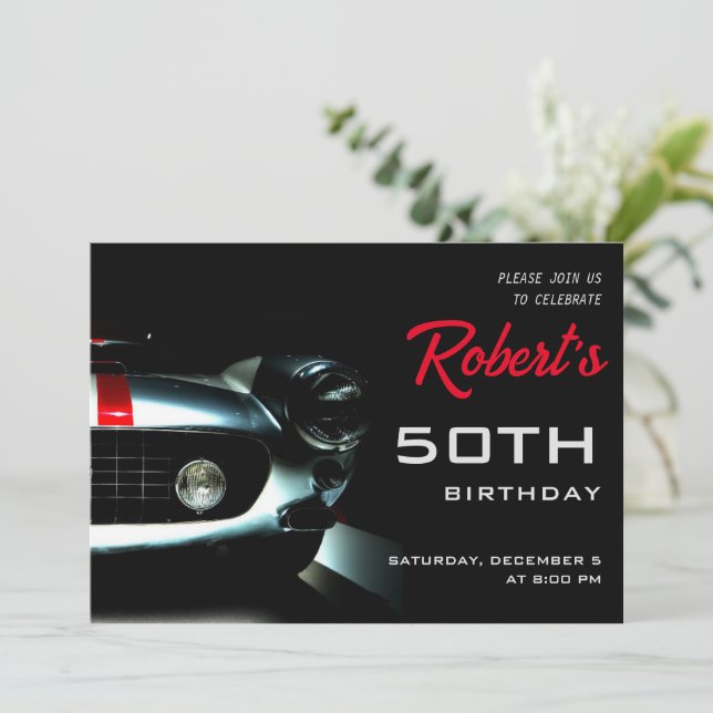 Italian Race Car Birthday Invitation (Standing Front)