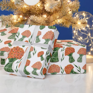 Italian Ranunculus Orange Watercolor Wrapping Paper