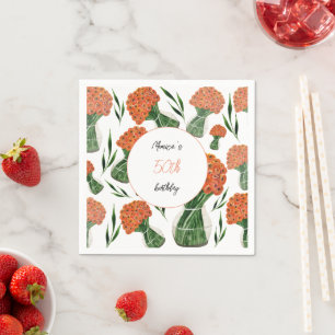 Italian Ranunculus Watercolor Art Personalised Napkin
