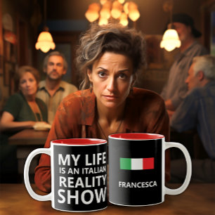 Italian Reality Show: Funny Personalised Gift Two-Tone Coffee Mug