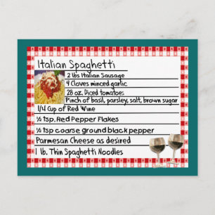 Italian Recipe Card Gifts "Spaghetti"