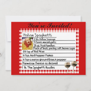 Italian Recipe Card Invitations "Spaghetti"