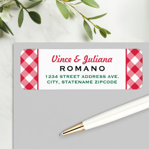Italian Red Checkered Wedding Return Address