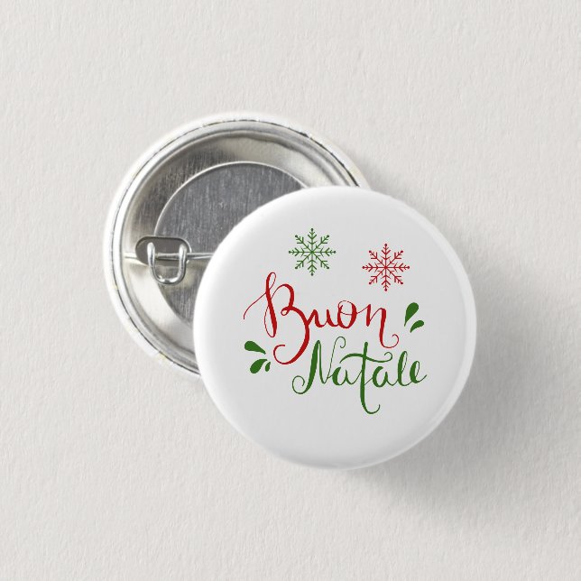 Italian Red Green Merry Christmas 3 Cm Round Badge (Front & Back)