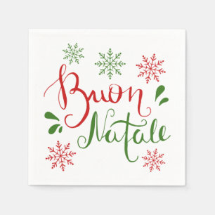 Italian Red Green Merry Christmas Napkin