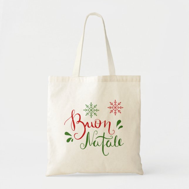 Italian Red Green Merry Christmas Tote Bag (Front)
