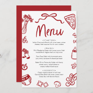 Italian Red Hand Drawn Pizza Pasta Baby Shower Invitation