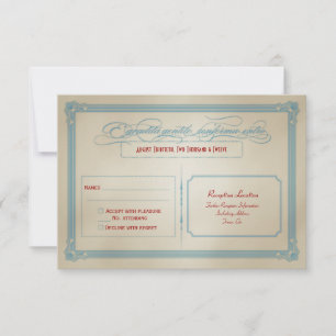 Italian Red White & Blue DIY Wedding RSVP Invitation