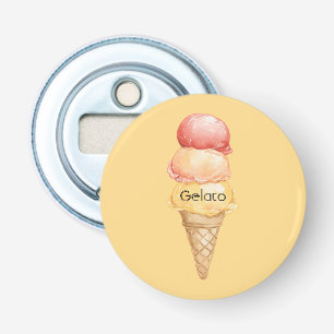 Italian Red Yellow Gelato Ice Cream Cone  Bottle Opener
