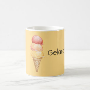 Italian Red Yellow Gelato Ice Cream Cone Coffee Mug