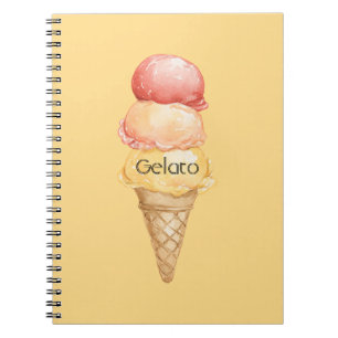 Italian Red Yellow Gelato Ice Cream Cone Notebook