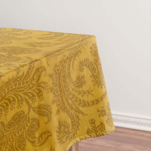 Italian Renaissance Crown Floral & Foliage Damask Tablecloth (In Situ)