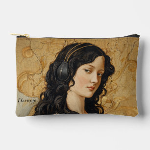 Italian Renaissance Girl Portrait with Headphone S Accessory Pouch