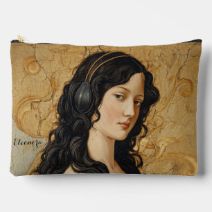 Italian Renaissance Girl Portrait with Headphones  Accessory Pouch