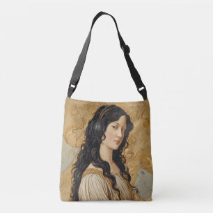 Italian Renaissance Girl Portrait with Headphones  Crossbody Bag
