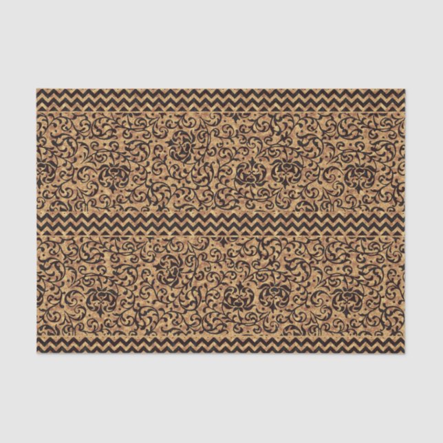 Italian Renaissance Gold Floral Pattern Tissue Paper (Front)