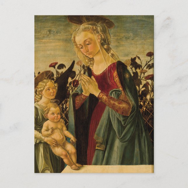 Italian Renaissance Madonna, Child and Angel Postcard (Front)