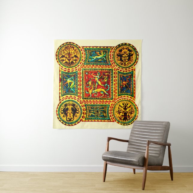 Italian Renaissance motifs print Tapestry (In Situ)