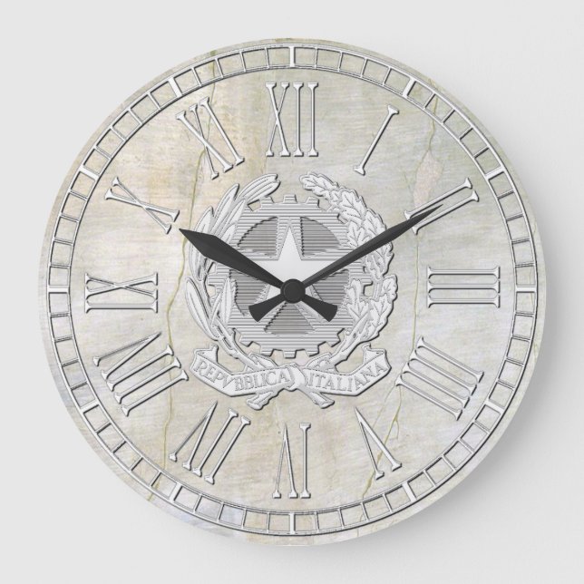 Italian Republic Vintage Plaster Look Large Clock (Front)