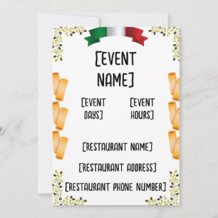 Italian restaurant events and inauguration  invita invitation