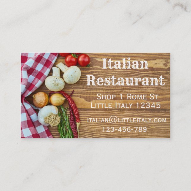 Italian restaurant or catering business business card (Front)