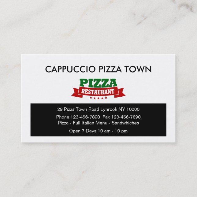 Italian Restaurant Pizza BusinessCards Business Card (Front)