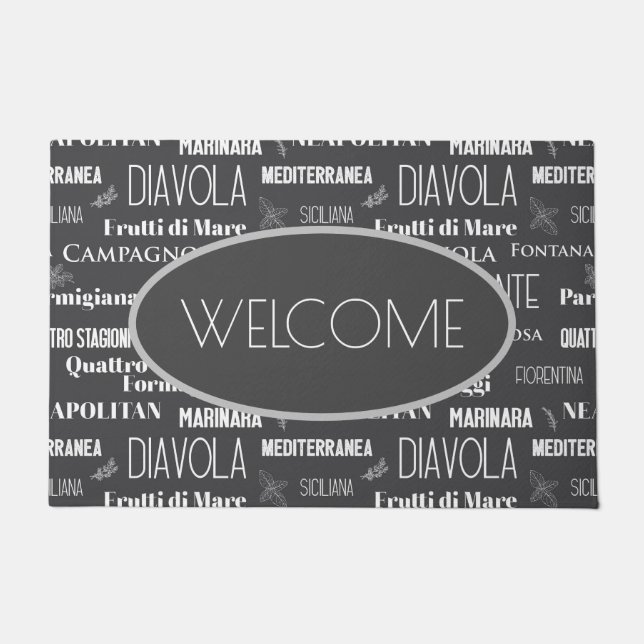 Italian Restaurant Pizzeria Trattoria Chef Welcome Doormat (Front)