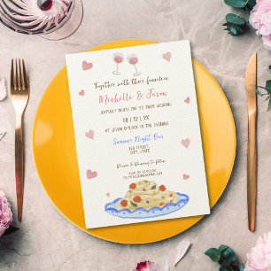 Italian Retro Whimsical Fun Hand Drawn Pasta Photo Invitation