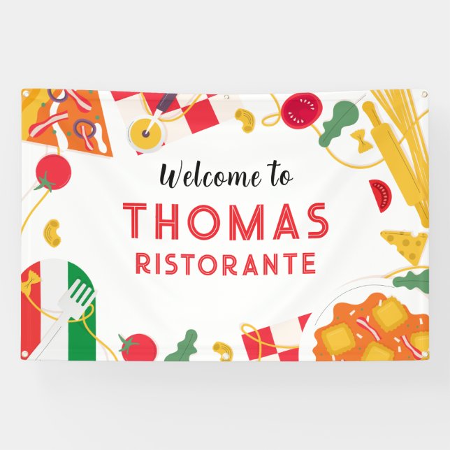 Italian Ristorante Party Birthday backdrop Banner (Horizontal)