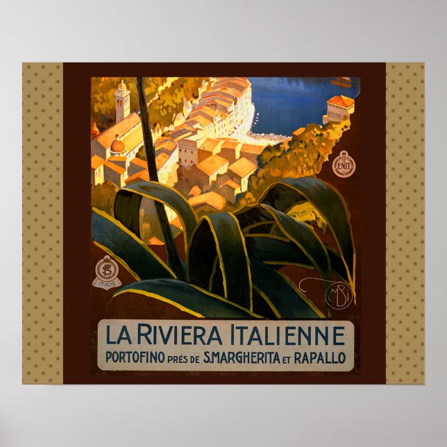 Italian Riviera Europe Italy Travel Poster (Front)