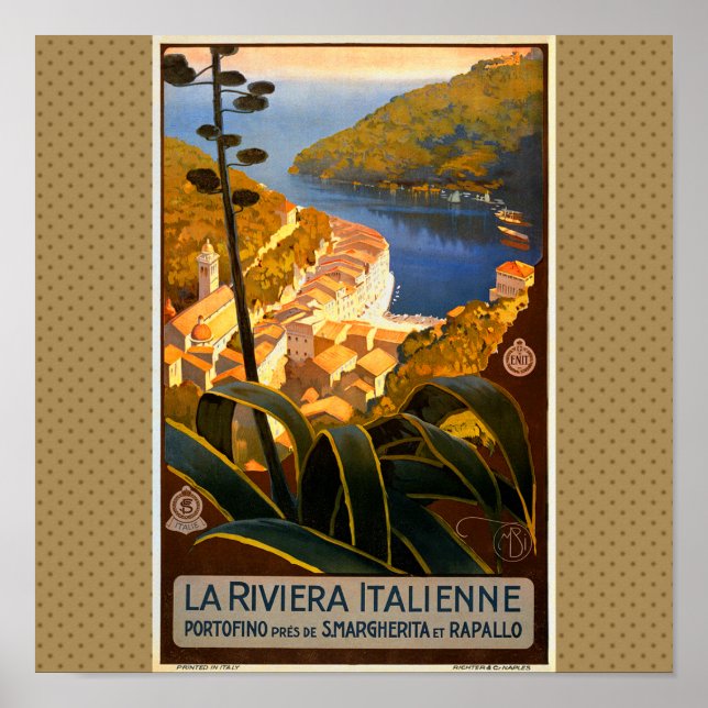 Italian Riviera Europe Italy Travel Poster (Front)