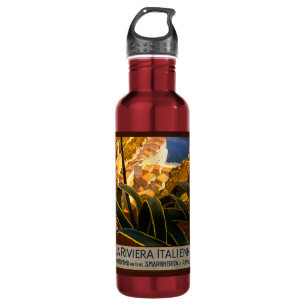 Italian Riviera Europe Italy Travel Poster 710 Ml Water Bottle
