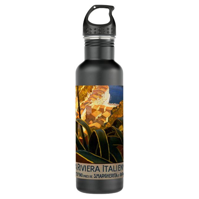 Italian Riviera Europe Italy Travel Poster 710 Ml Water Bottle (Front)