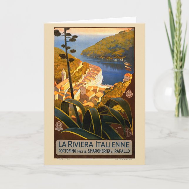 Italian Riviera Europe Italy Travel Poster Card (Front)