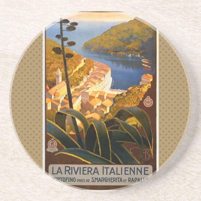 Italian Riviera Europe Italy Travel Poster Coaster (Front)