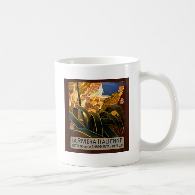 Italian Riviera Europe Italy Travel Poster Coffee Mug (Right)