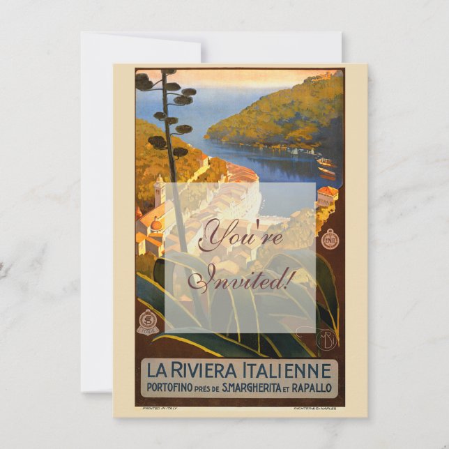 Italian Riviera Europe Italy Travel Poster Invitation (Front)